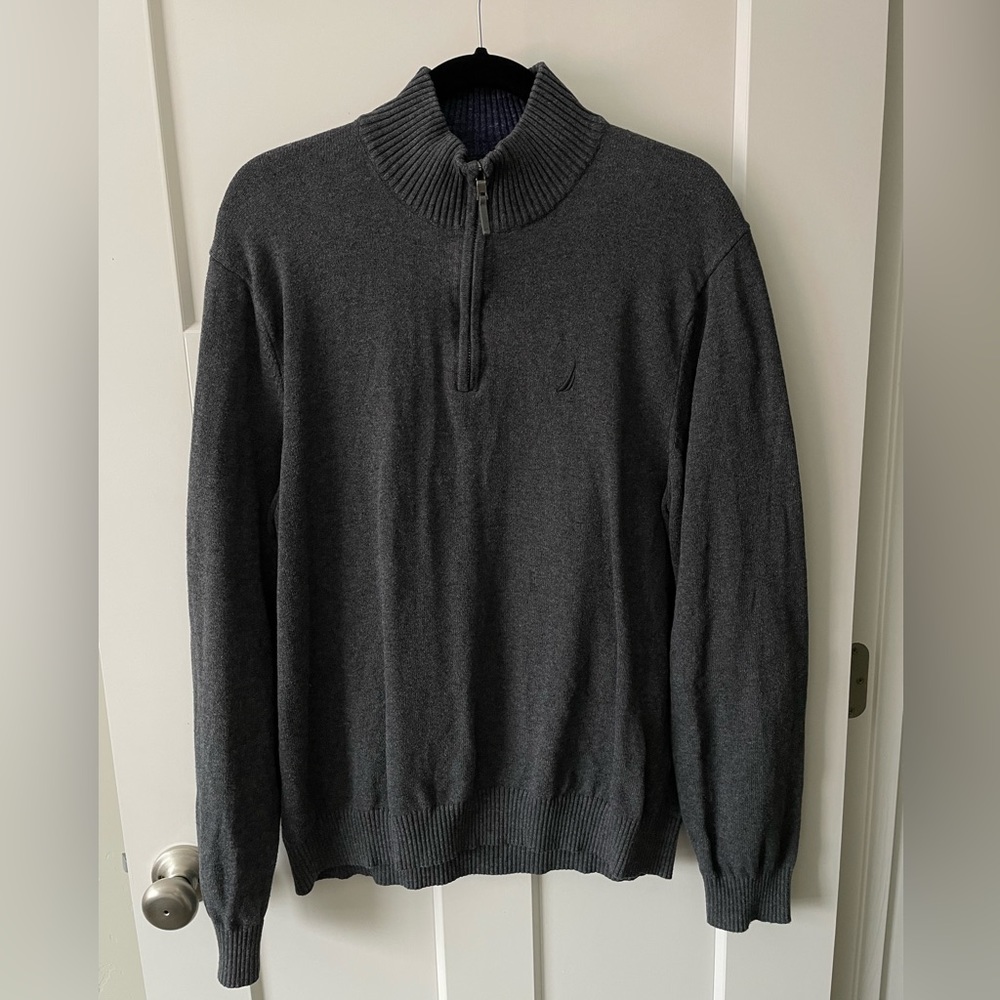 Charcoal Mens Quarter Zip Sweater